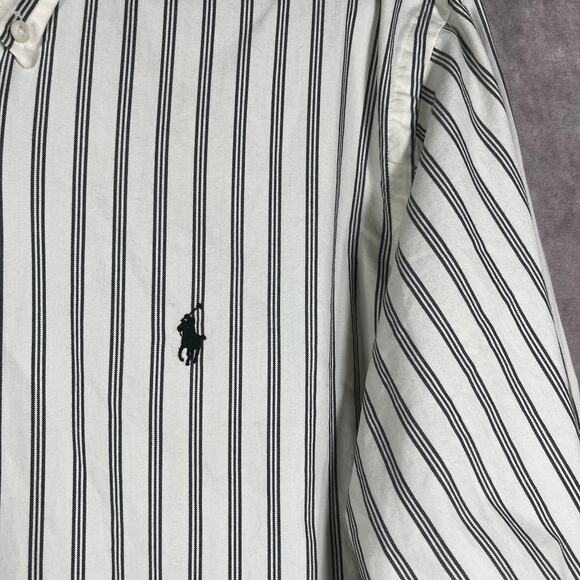 Ralph Lauren Shirt Mens XL Cream Striped Custom Fit Button Down Business Office - Picture 3 of 9